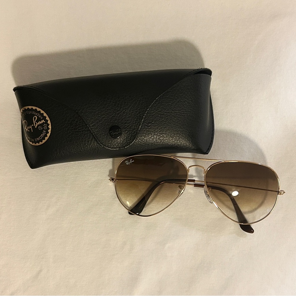 ray-ban brown gradient aviator sunglasses